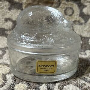 New Vintage Luminarc Verrerie D’Arques Small Trinket Box Keeper / Hedgehog Lid